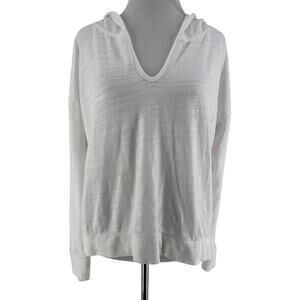 Loft Women's White Knit Long Sleeve Knit Hooded Sweater Size Medium